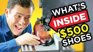 Let's Cut $500 Dress Shoes In Half With A Table Saw! What's Inside An Expensive Men's Shoe | RMRS