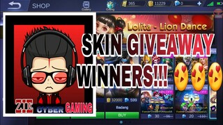 SKIN GIVEAWAY WINNERS!!! by Zie Cyber Gaming| MOBILE LEGENDS