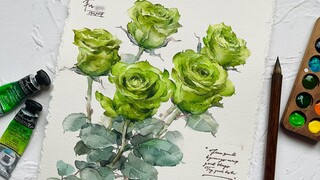 [Scottish Green Rose] Immersive Painting Process It is often said that green roses are God’s unique 