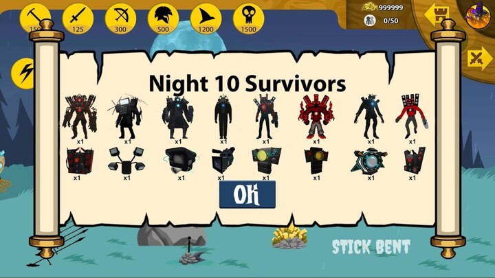 Night 10 Survivors Unlock All Units Icons Boss Speakerman Titan | Stick War Legacy