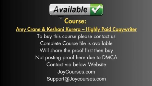 [JoyCourses•com][Cheap] Amy Crane & Keshani Kurera – Highly Paid Copywriter