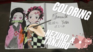 Coloring Nezuko and Tanjiro Kimetsu no Yoiba (Demon slayer)