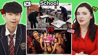 Things that ONLY exist in American VS Korean Schools I Korean & American Teeanagers Reactio