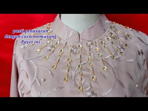 Cara Memasang Payet Swarovski Dan Mutiara kristal di bawah kerah Shanghai