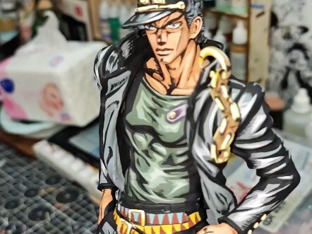 A man with an invincible face, jojo's bizarre adventure, jotaro kujo, repainted, two-dimensional pai