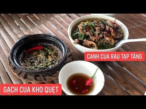 Món ăn nhà quê bắt con CUA ĐỒNG nấu nồi canh rau tạp tàng gạch cua kho quéo bao ăn sạch nồi cơm