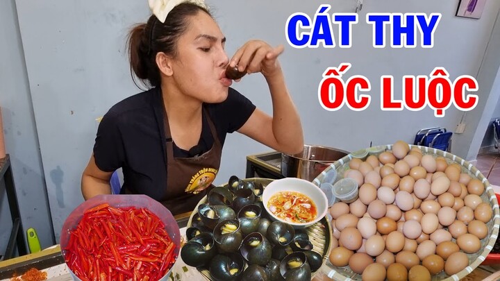 DIVA Cát Thy review Ốc bươu luộc chấm nước mắm thần thánh - Ẩm thực Cha Rồng