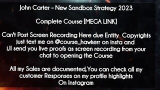 John Carter  course  - New Sandbox Strategy 2023 download