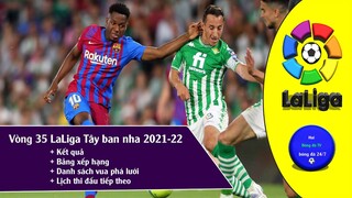 Kết quả & Bảng xếp hạng VĐQG Tây ban nha Vòng 35 Laliga 21/22