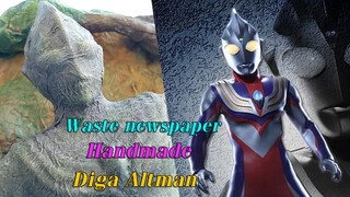 Dùng Báo Giấy Làm Di Tích Tượng Đá Ultraman Tiga