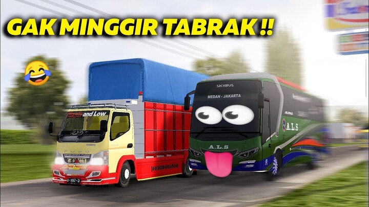 AWOKAWOK GAK MINGGIR KU TABRAK 😂🤣 Truk Canter Sanjaya Ugal" BUSSID
