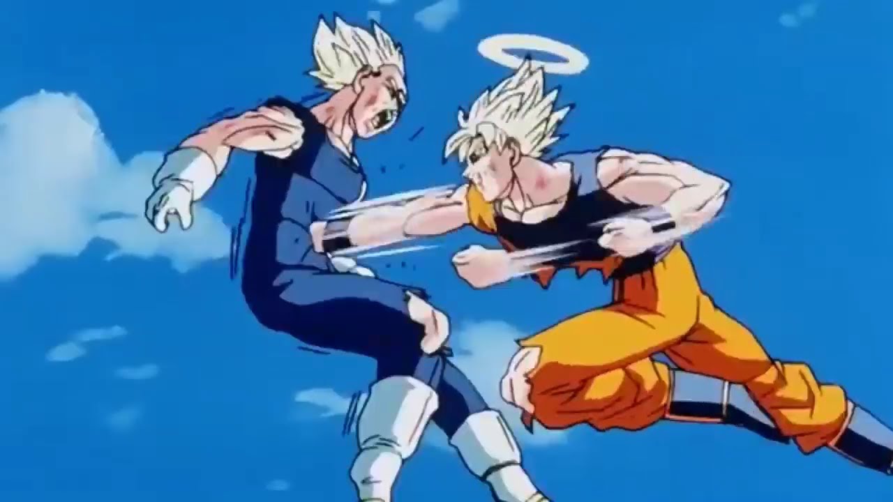 Goku & Majin Vegeta Transform Into SSJ2 [1080p HD] 