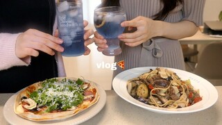 vlog | 출근 도시락🍳으로 두부 동그랑땡, 설 연휴동안 냉장고털기🥩 마파두부덮밥 먹고 스터디카페, 가지파스타와 또띠아피자 만들어먹으며 보낸 소소한 자취일상(with 지연이즈)