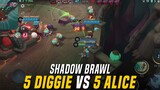 5 Diggie vs. 5 Alice! | Shadow Brawl Mode Mobile Legends: Bang Bang