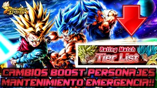 CAMBIOS EN LA TIER LIST Y MANTENIMIENTO DE EMERGENCIA!! DRAGON BALL LEGENDS