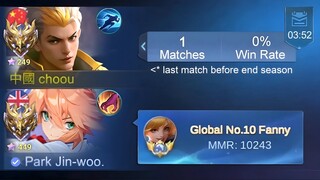 PRANK NUB CHOU LAST MATCH BEFORE END SEASON (then i show my real winrate 💀) - Mobile Legends