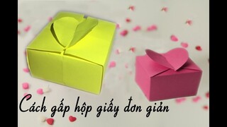 Cách làm hộp quà bằng giấy cực dễ - Cách Gấp Hộp Quà đơn giản Gấp giấy Origami -hộp bằng giấy a4