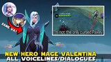 UPCOMING HERO VALENTINA ALL VOICELINES/DIALOGUES | EVELYNN LOL AND LISA GENSHIN VA | MOBILE LEGENDS