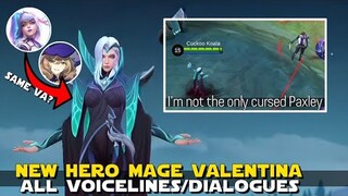 UPCOMING HERO VALENTINA ALL VOICELINES/DIALOGUES | EVELYNN LOL AND LISA GENSHIN VA | MOBILE LEGENDS