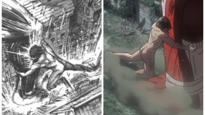 Hoạt hình so sánh manga Eren VS Bertolt 01