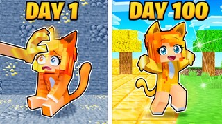 I Survived 100 DAYS as a GOLDEN KITTEN in Minecraft!