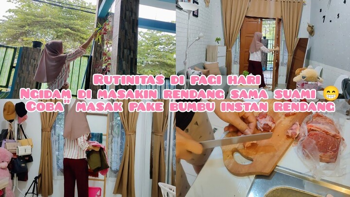 PERTAMA KALI MASAK RENDANG DAGING PAKE BUMBU INSTAN 😁 | KESEHARIAN IRT DI PAGI HARI