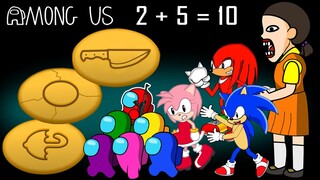 Among Us, Sonic, Amy, Knuckles in the Squid Game's class