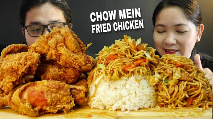 CRISPY FRIED CHICKEN + CHOW MEIN FT EXCELLENT EGG NOODLES |  MUKBANG PHILIPPINES