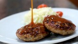 แฮมเบิร์กกับซอสเทอริยากิแบบง่ายๆ hamburger with teriyaki sauce