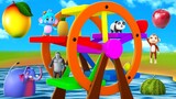 Funny Animals Play with Ferry Wheel Toy to Eat Fruits in the River | 3D Animated Funny Videos