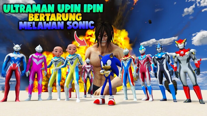 UPIN IPIN BERUBAH JADI ULTRAMAN DYNA BERTARUNG MELAWAN SONIC BERSAMA TITAN EREN - GTA 5 ULTRAMAN