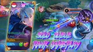 SOLO QUEUE RANK USING LING | LING M-WORLD NEW SKIN MOBILE LEGENDS