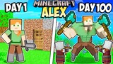 I Survived 100 Days as ALEX in Minecraft