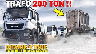 TRAFO 200 TON DiTarik 4 Truk Volvo, MAN TROUBLE di Tanjakan Gentong