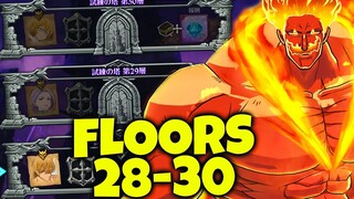 The FINAL TOWER OF TRIALS FLOORS! 28-30 FLOORS HOW TO BEAT! | Seven Deadly Sins: Grand Cross