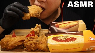 ASMR EATING JOLLIBEE SPICY CHICKENJOY WITH SPAGHETTI AND HOTDOG