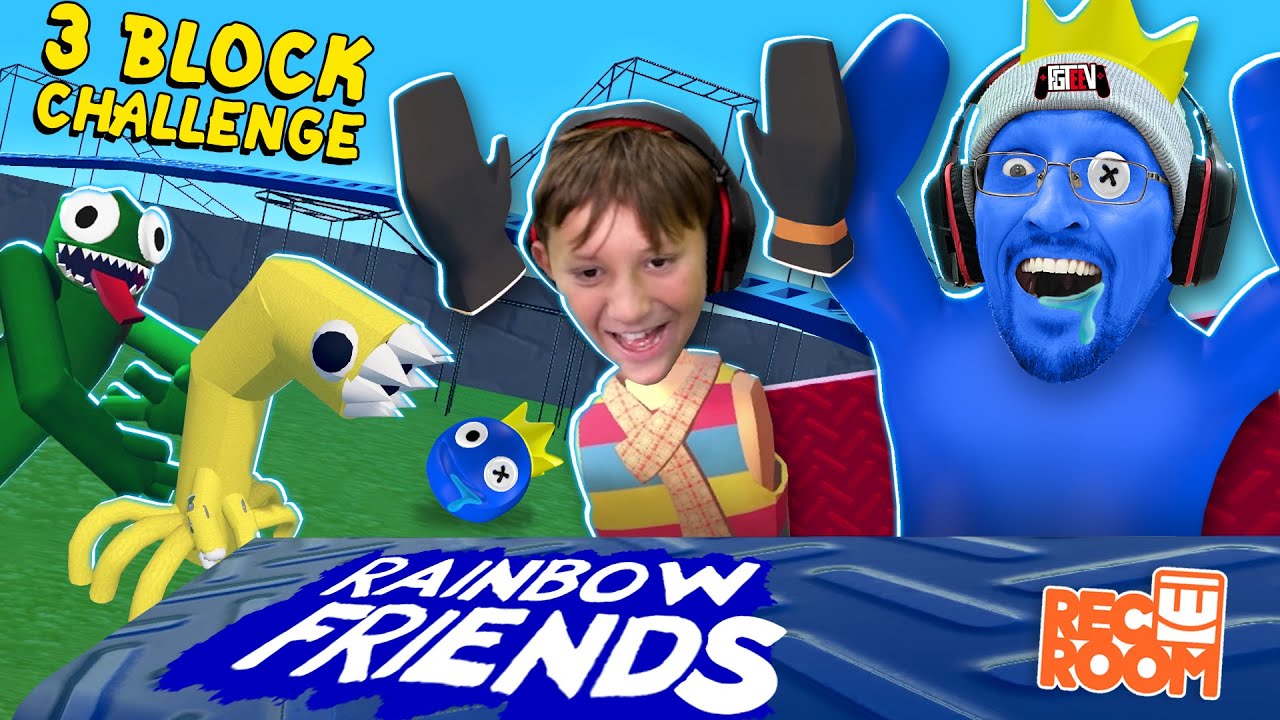 Rainbow Friends 3 Block Challenge in REC ROOM (FGTeeV FAST BLUE