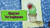 Cactus painting. A original idea how to paint a cactus in watercolor