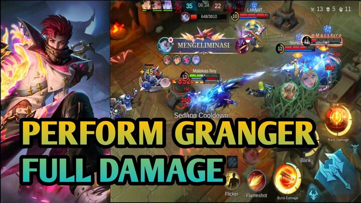 GRANGER FULL DAMAGE DENGAN STAK TINGGI | GAMEPLAY GRANGER MLBB