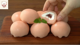 How to make Korea Strawberry glutinous sticky rice cake, mochi 1 #MiuMiuFood