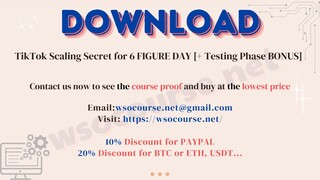 [WSOCOURSE.NET] TikTok Scaling Secret for 6 FIGURE DAY [+ Testing Phase BONUS]