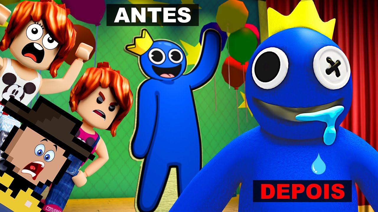 😱 Fugindo do Bicho AZUL BABÃO no Rainbow Friends do ROBLOX 