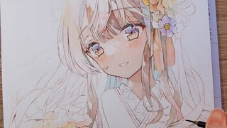 ภาพวาดสีน้ำ｜アナログイラストメイキング｜สีน้ำใส｜กิโมโน