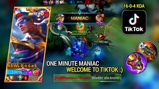 WELCOME TO TIKTOK, 1 MINUTE MINIAC | BRUNO BEST BUILD AND EMBLEM MLBB - Master Bodak mlbb tiktok