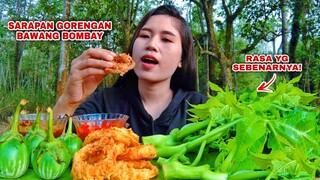 MUKBANG BATANG PEPAYA MENTAH LALAPAN MENTAH BAWANG BOMBAY GORENG TANPA NASI #mukbang#lalapanmentah