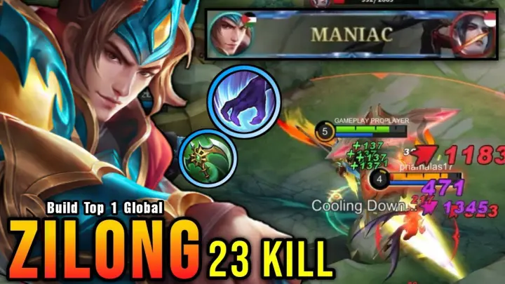 2 Minutes MANIAC!! 23 Kills Zilong HyperCarry 100% Deadly!! - Build Top 1 Global Zilong ~ MLBB