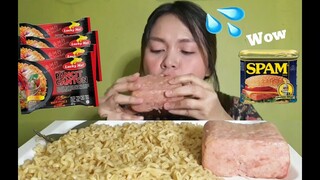 MUKBANG/LUCKY ME EXTA HOT CHILI PANCIT CANTON AND SPAM