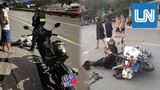 Tin tức nóng nhất hôm nay  | Cảnh sát cơ động truy đuổi, đạp ngã xe máy khiến 1 người nhập viện
