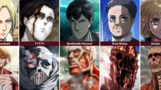 Attack on Titan Characters and their Titan Form