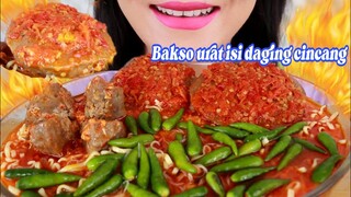 ASMR BAKSO URAT JUMBO ISI DAGING CINCANG SAMBEL MERCON | INDONESIAN FOOD | ASMR MUKBANG INDONESIA